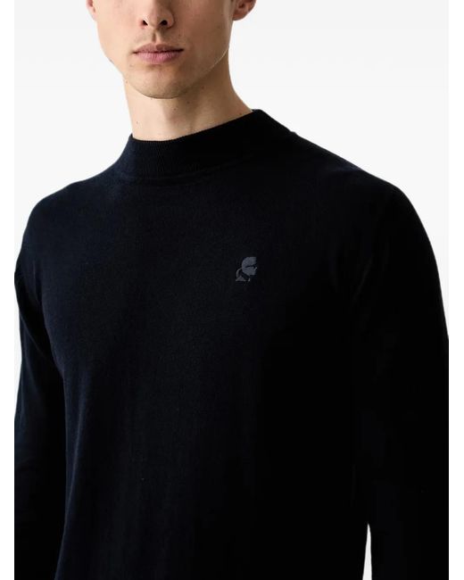 Karl Lagerfeld Black Logo-Embroidered Sweater for men