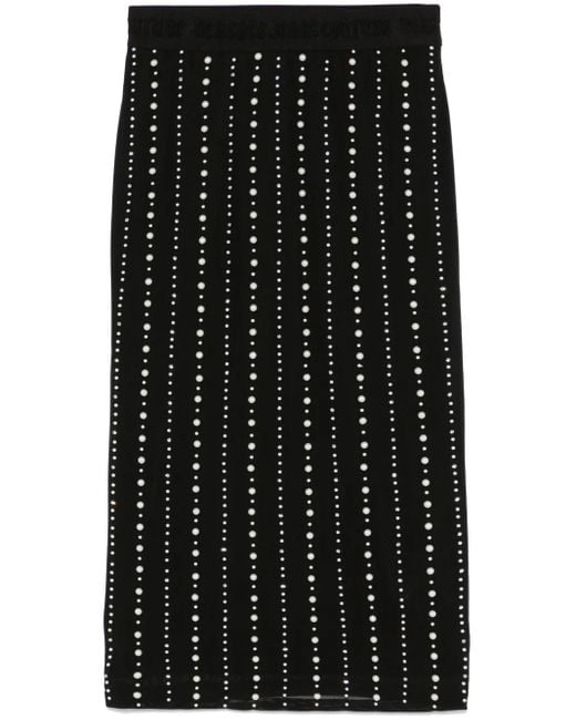 Versace Jeans Couture Black Pearl-Embellished Midi Skirt
