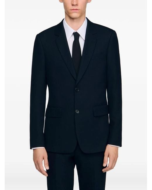 Sandro Blue Wool Suit Jacket for men