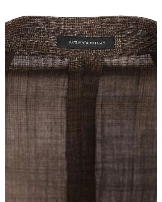 Al Duca D'aosta Brown Prince Of Wales-Check Blazer for men