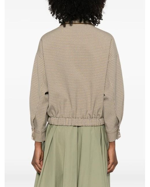 Maje Natural Checked Pockets Bomber Jacket