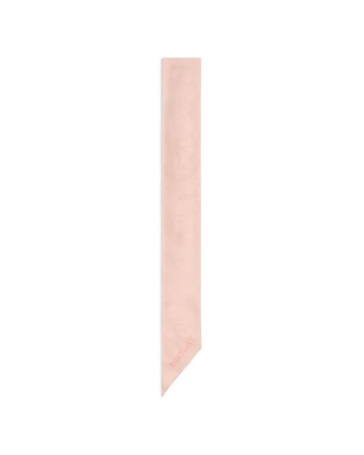 Burberry Pink Skinny Heart Knight Silk Scarf