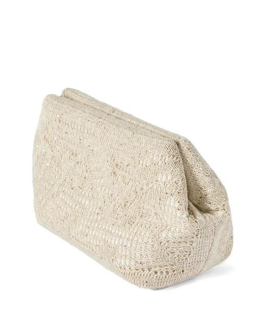 Brunello Cucinelli Natural Dazzling Water Lillies Knit Pouch Bag