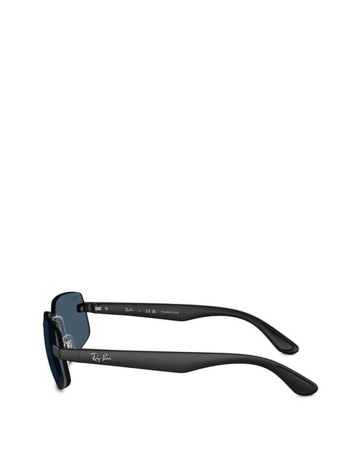 Ray-Ban Blue Rimless Rectangle-Frame Sunglasses