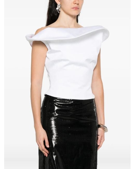 Magda Butrym White Cropped Blouse