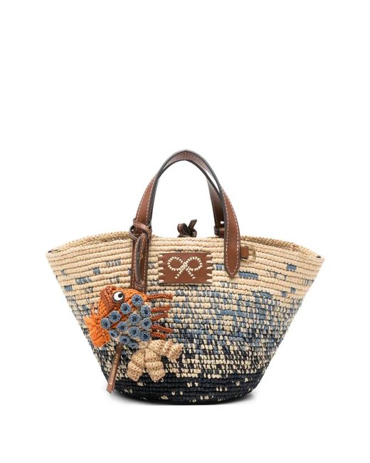 Anya Hindmarch Natural Small Bow-Detail Woven Tote Bag