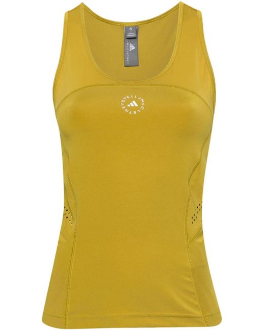 Adidas By Stella McCartney Yellow Logo-print Tank Top