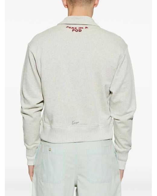 KENZO White Rabbit-Motif Zip Sweater for men