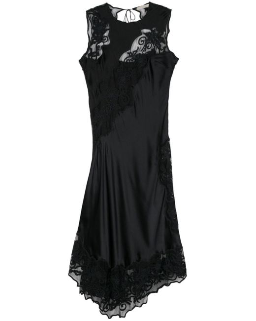 Ulla Johnson Black Kaia Floral-lace Asymmetric Dress
