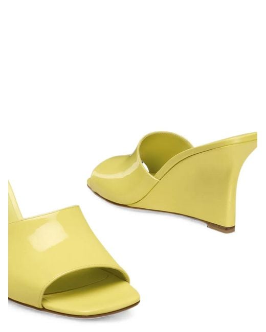 Stuart Weitzman Yellow Vinnie Patent-Leather Wedge Sandals