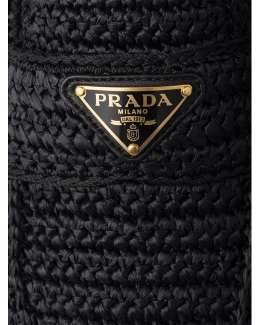 Prada Black Triangle-logo Woven Loafers