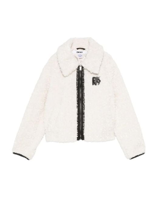 Giacca Con Zip E Logo di DKNY in White