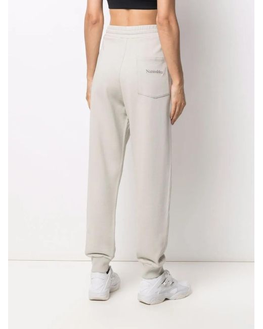 Pantalones de chándal con logo bordado Nanushka de color White