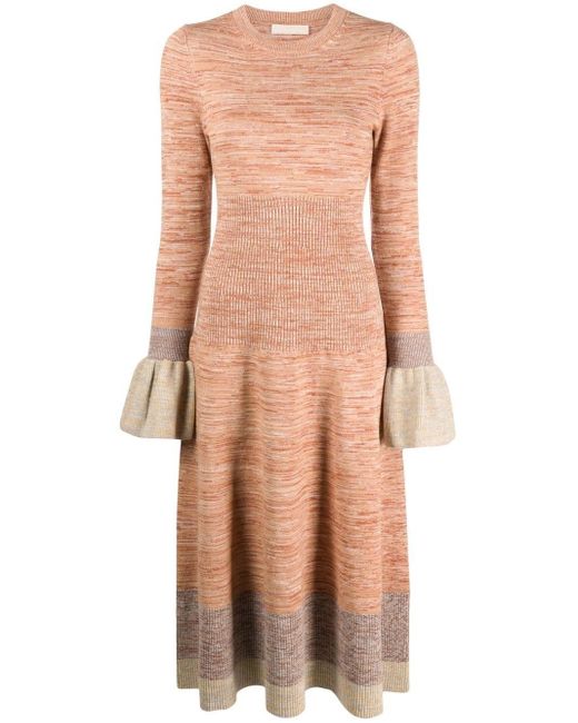 Ulla Johnson Nathalie Marl-knit Midi Dress in Pink | Lyst