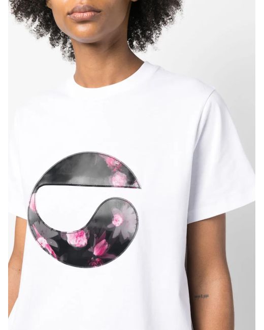 Coperni White Floral Logo-Patch T-Shirt