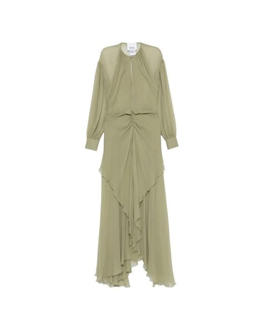 Erika Cavallini Semi Couture Green Ruffled Asymmetric Dress