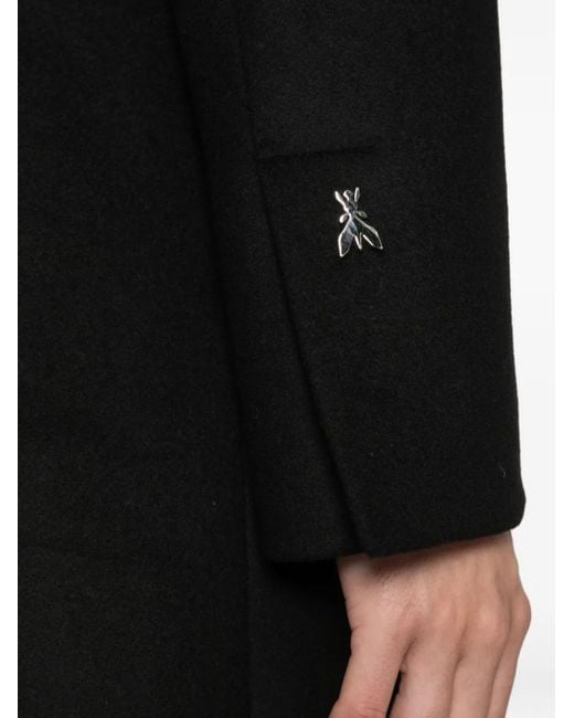 Patrizia Pepe Black Wool-Blend Single-Breasted Coat