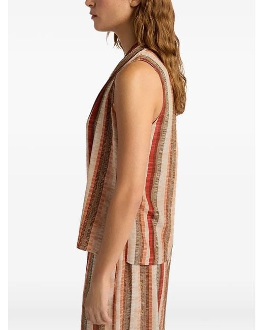 Momoní Brown Kiri Striped V-Neck Shirt