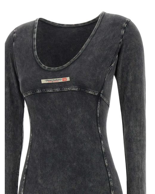 DIESEL Black Jersey Long-Sleeve Playsuit