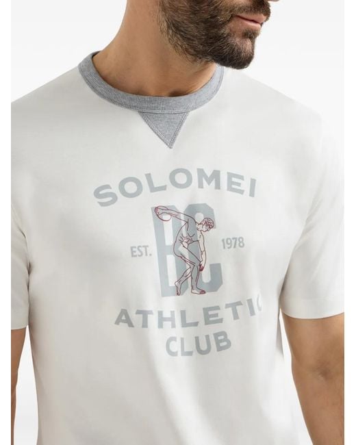 メンズ Brunello Cucinelli ロゴ Tシャツ White