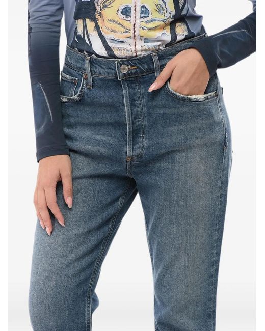 Agolde Blue Riley Straight-Fit Jeans
