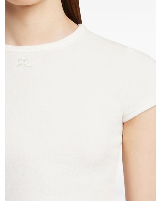 Courreges White Logo-Embroidered T-Shirt