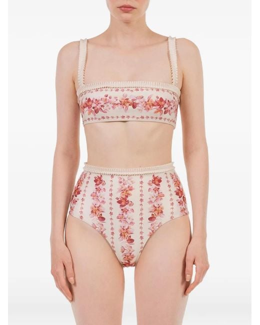 Agua Bendita Pink Nopal Cauca Ruffled Bikini Bottom