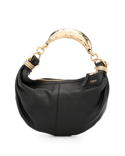 Chloé Black Calf Leather Hobo Shoulder Bag