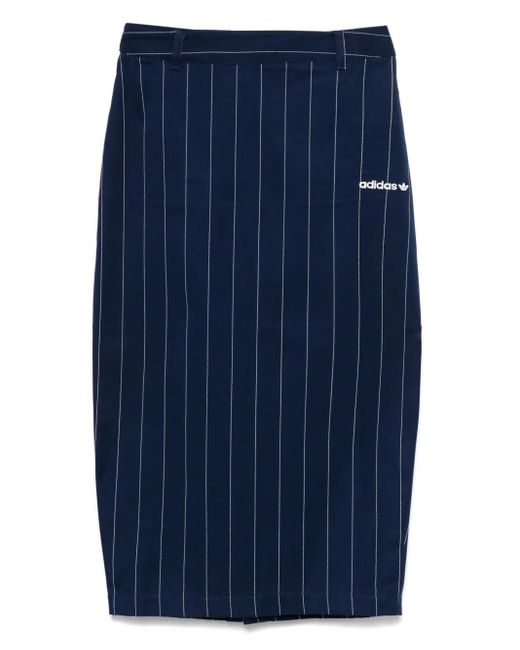Adidas Blue Pinstriped Pencil Midi Skirt