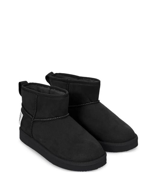 Just Cavalli Black Round-Toe Shearling Boots