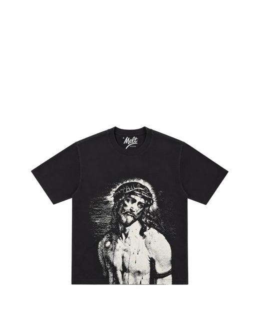 Melt Black Graphic-Print T-Shirt for men
