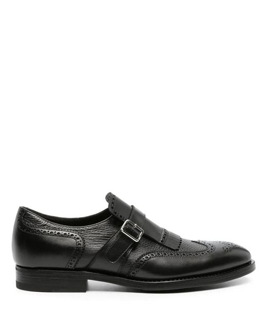 Henderson Black Fringe-Detail Monk Shoes for men