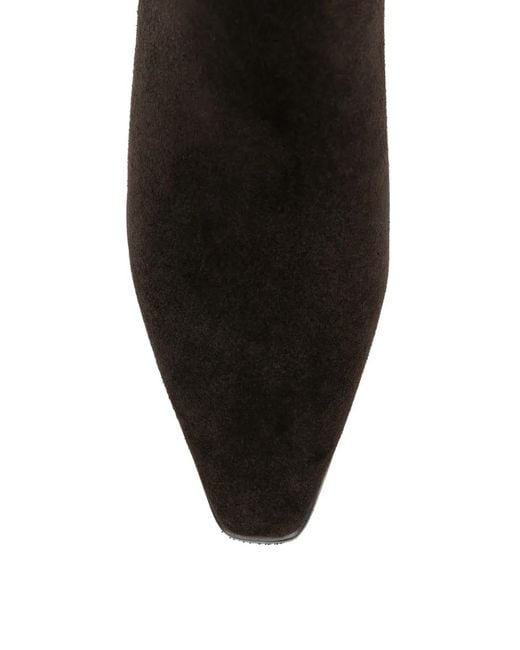 strategia shoes Black Suede-Finish Pointed-Toe Boots
