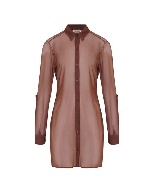 Amir Slama Brown Buttoned Long-Sleeve Mini Dress