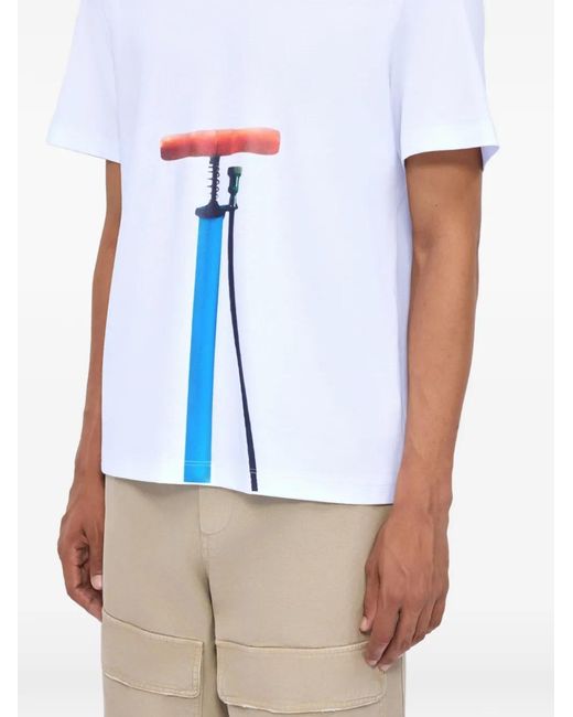 MSGM White T-Shirt À Imprimé Graphique for men