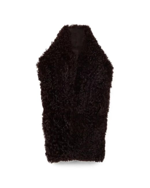 Plan C Black Shearling-Effect Scarf