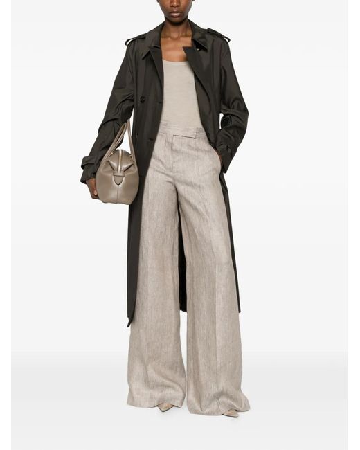 Max Mara White Pantalon En Lin À Motif De Chevrons