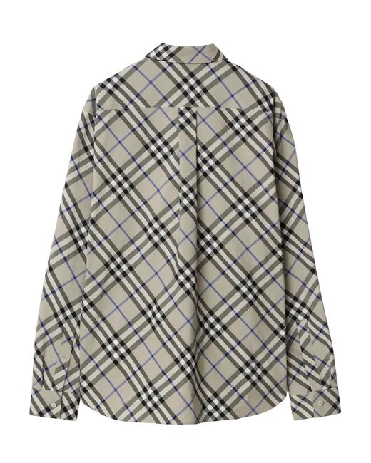 Burberry Gray Checked Cotton Shirt for men
