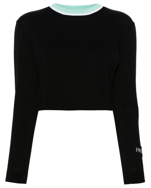 Patou Black Cropped-Pullover mit Logo-Patch