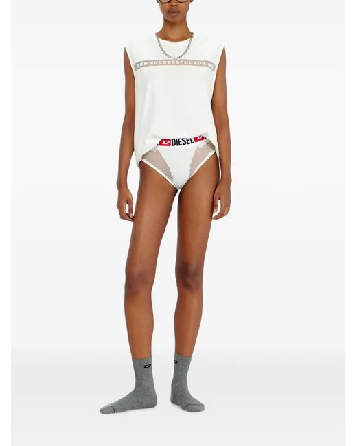 DIESEL White X Tinder Logo-Waistband Sheer-Panel Briefs