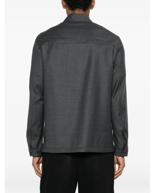 Manuel Ritz Gray Patch-Pocket Shirt Jacket for men