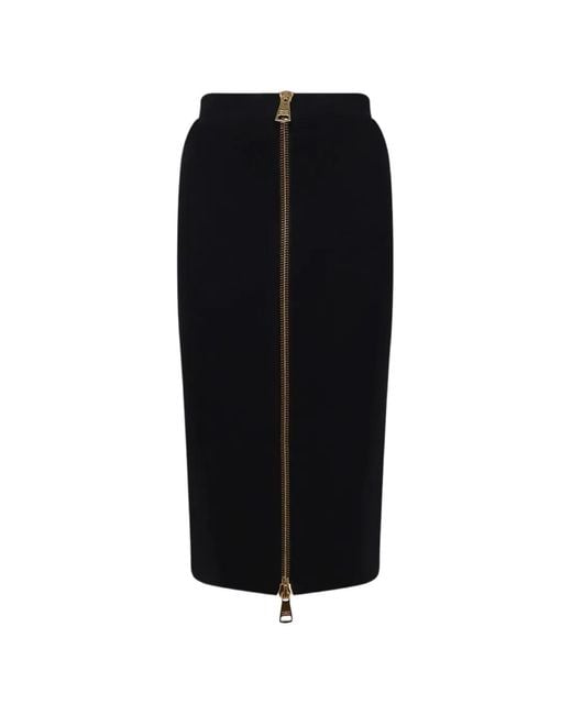 Elisabetta Franchi Black Midi Two-Way-Zip Skirt