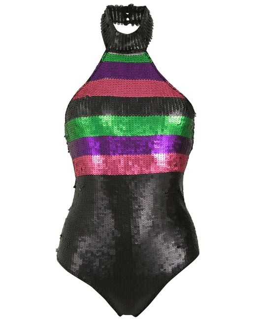 Amir Slama Multicolor Halterneck Sequin Swimsuit