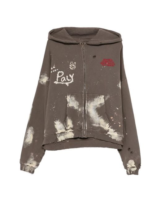 メンズ Paly Hollywood ダメージ ジップパーカー ブラウン | Lyst