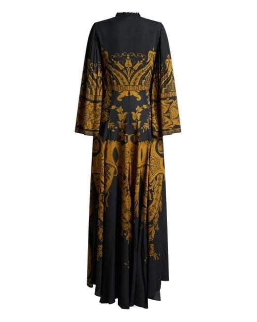 Etro Black Printed Flared Maxi Dress