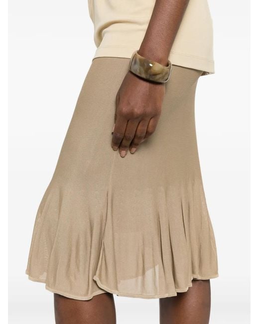 Totême Natural Fluted-Hem Knitted Midi Skirt