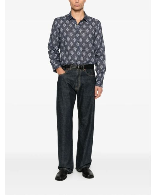 John Varvatos Blue Patterned Shirt for men