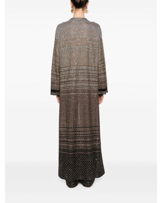 Missoni Gray Sequin-embellished Striped Cardi-coat