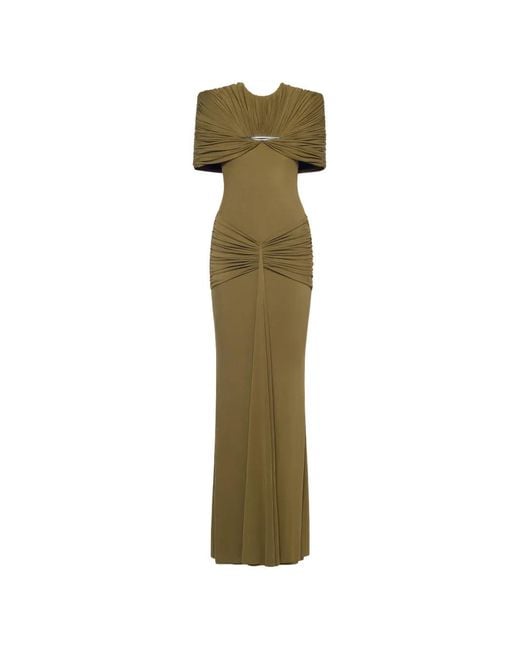 Chats by C.Dam Green Virginia Draped Metal-Accented Dress