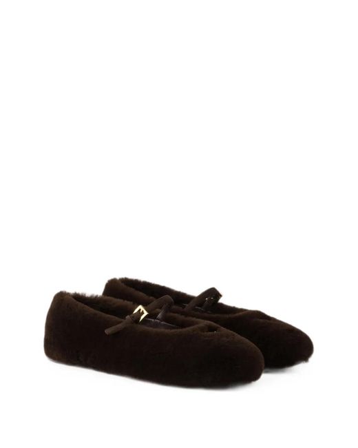 Prada White Shearling Ballerinas